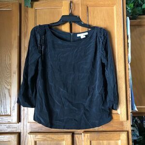 Charlotte Ronson Embellished Silk 3/4 Sleeve Blouse Size 6